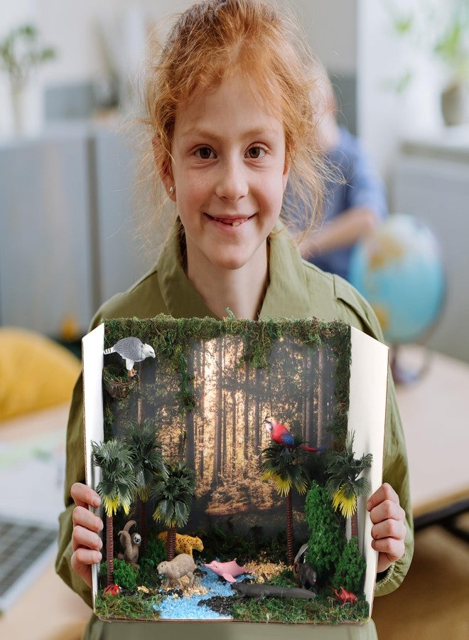 wookidel مجموعة ألعاب تضم 37 قطعة من مجسمات حيوانات الغابات المطيرة، تشمل مستلزمات مجسمات حيوانات الغابة، والأشجار، والطحالب، والرمل، والأحجار، وهي مثالية للأطفال في مشاريعهم المدرسية التعليمية التاريخية، وتزيينها، وتزيينها في أعياد الميلاد. - Image 5